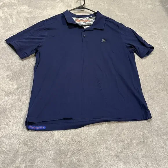 Robert Graham Polo Shirt Mens XL Navy Classic Fit Supima Cotton Camo Trim Skull - Picture 1 of 7
